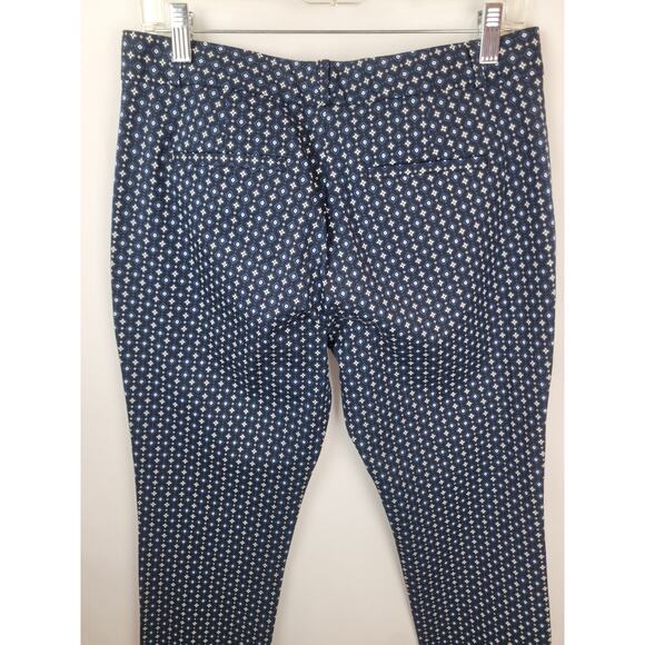 Banana Republic Women Jackson Fit Diamond Spotted Print Cropped Pants Blue Sz 6 - Picture 6 of 9